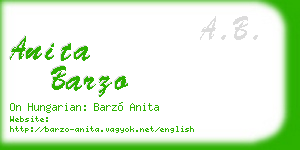 anita barzo business card